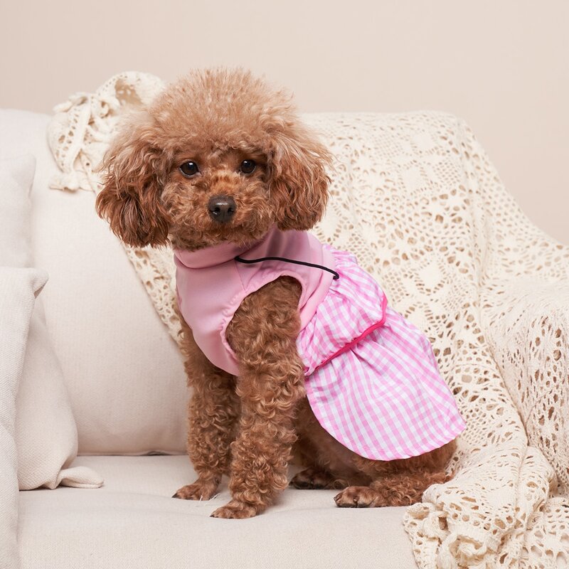 

Gingham Pattern Pet Dress, Pink