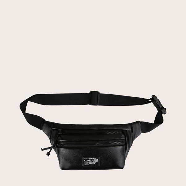 

Men Letter Graphic Fanny Pack, Black