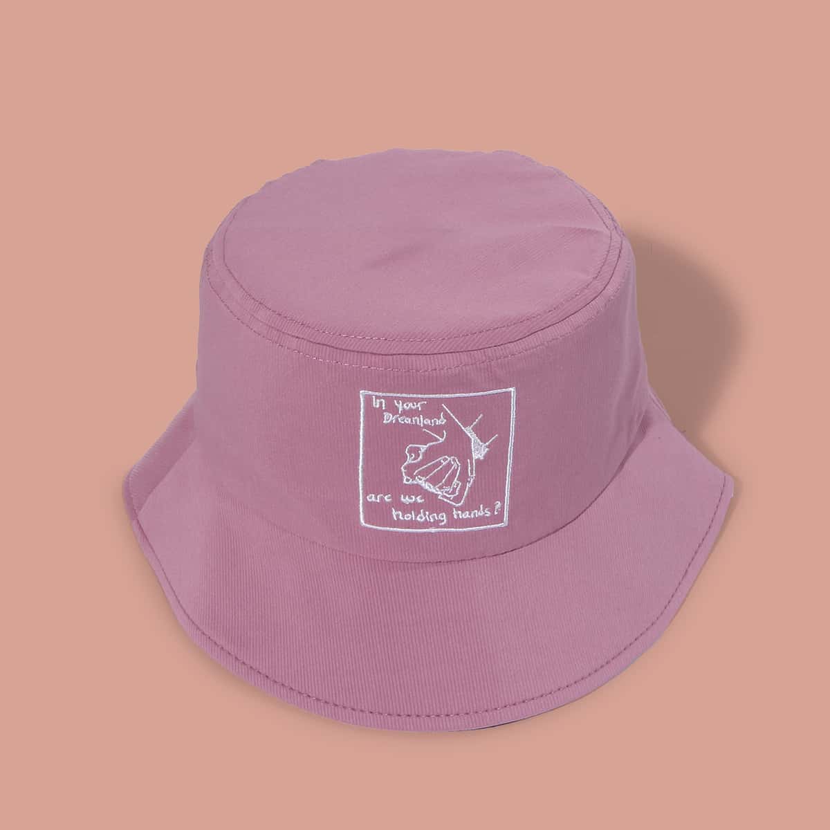

Hands Embroidery Bucket Hat, Dusty pink