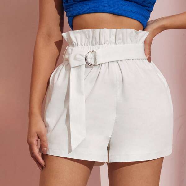 

Paperbag Waist Shorts, White