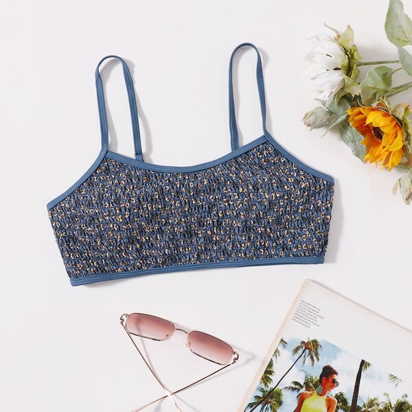 

Топ-бикини с цветочным принтом, Синий