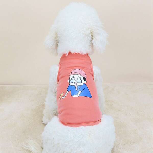 

Cartoon Graphic Pet Tank Top, Pink
