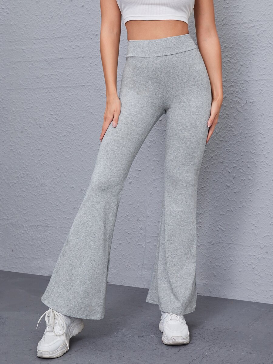 SHEIN EZwear 傘狀腿素色褲子 - 淺灰色 - 查看 1