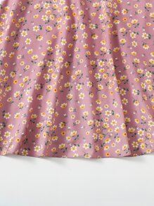 Soleia Puff Sleeve Ruched Front Ditsy Floral Dress - Dusty Pink - View 5