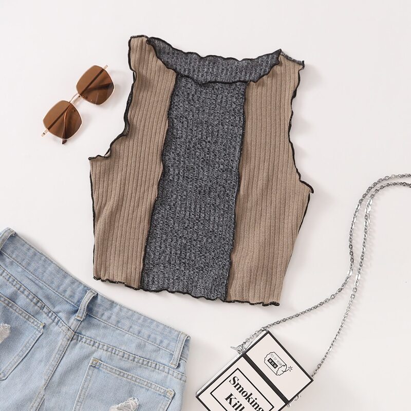 

Lettuce Trim Colorblock Crop Tank Top, Multicolor