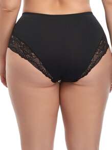 Plus Floral Lace Panty - Black - View 2