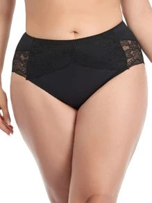 Plus Floral Lace Panty - Black - View 4
