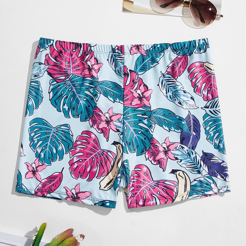 

Guys Tropical Print Swim Trunks, Multicolor
