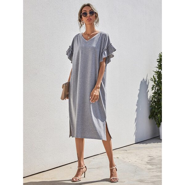 

Frill Flounce Sleeve Tee Dress, Grey