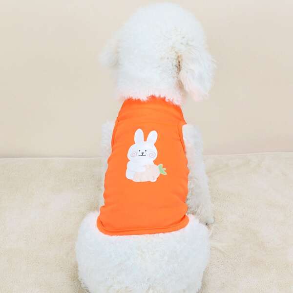 

Cartoon Rabbit Print Pet Tank Top, Orange