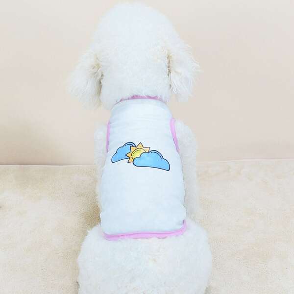 

Cartoon Graphic Pet Tank Top, White