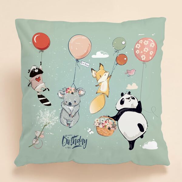 

Kids Cartoon Graphic Cushion Cover Without Filler, Multicolor