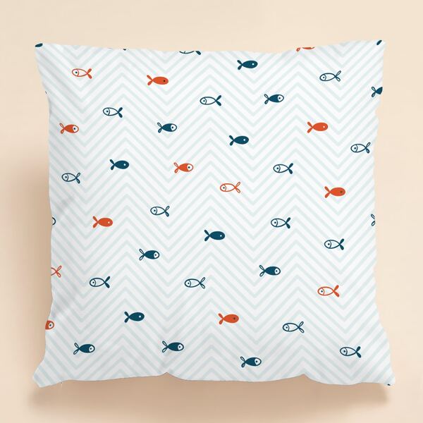 

Kids Fish Print Cushion Cover Without Filler, Multicolor