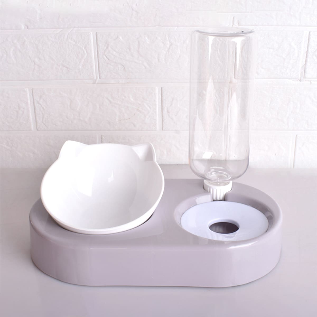 

1set Pet Bowl With Drinking Bottle, Purple
