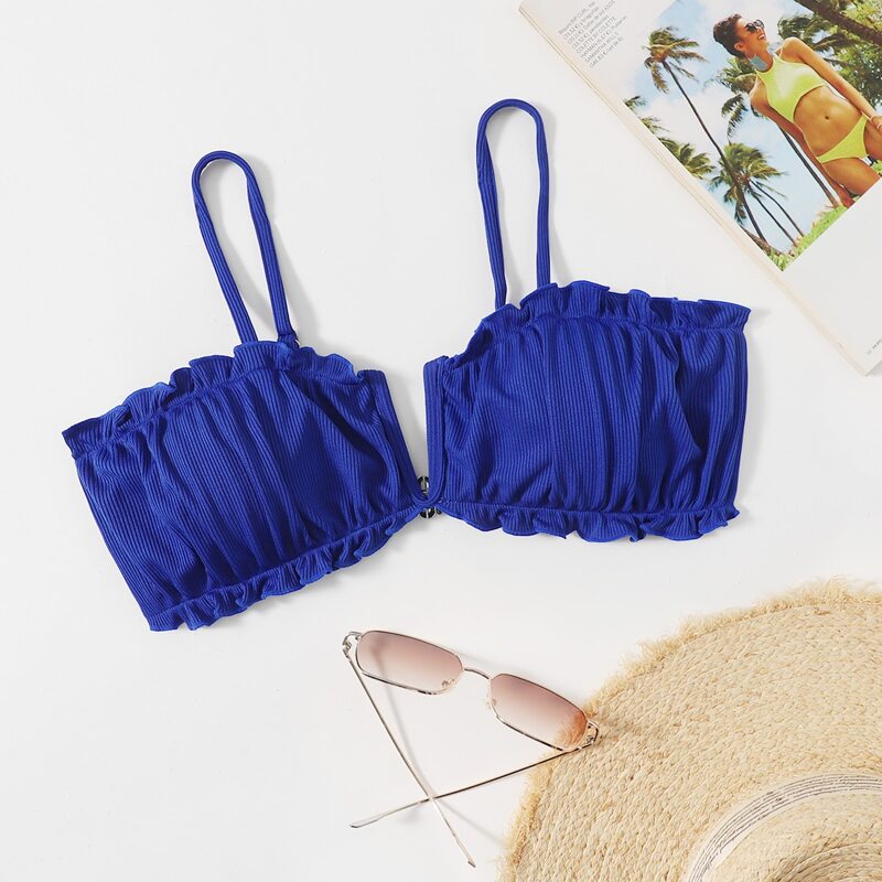 

Ruched V-wired Bikini Top, Blue