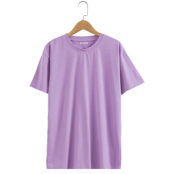 

Solid Round Neck Tee, Lilac purple