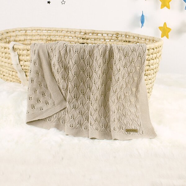 

Kids Patched Pointelle Knit Blanket, Khaki