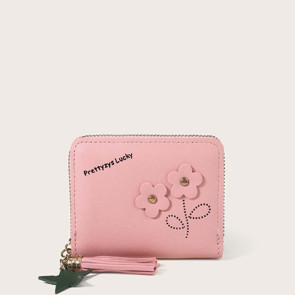 

Flower Detail Small Wallet, Pink