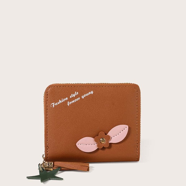 

Flower Detail Small Wallet, Brown