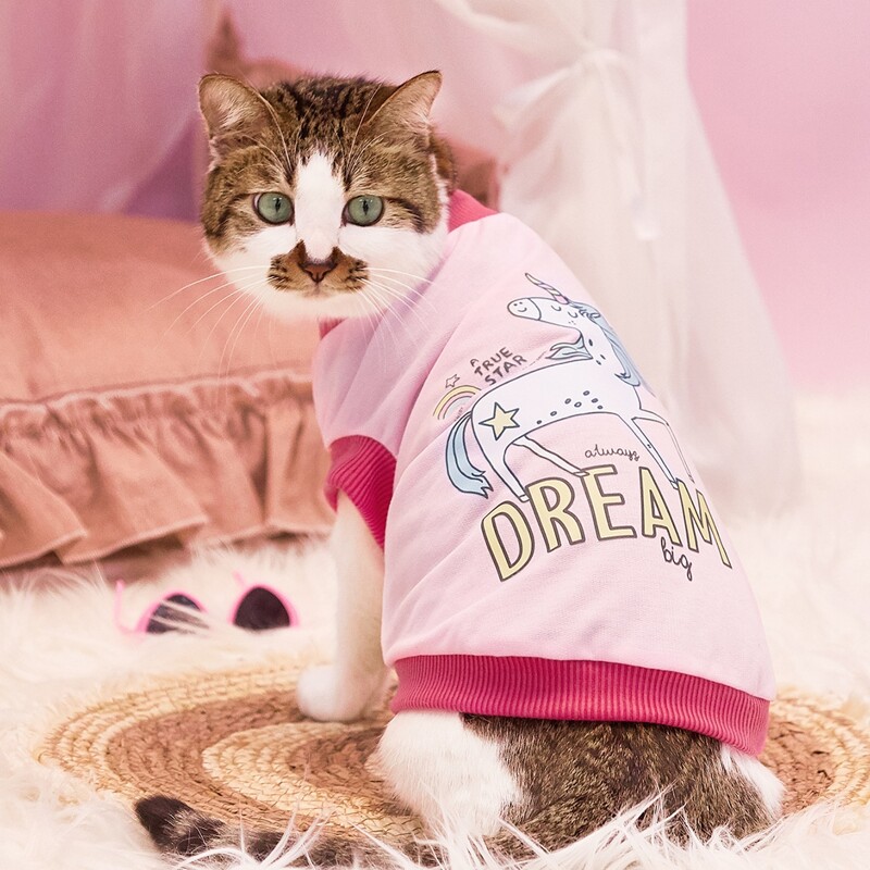 

Cartoon Unicorn Print Pet Tank, Pink