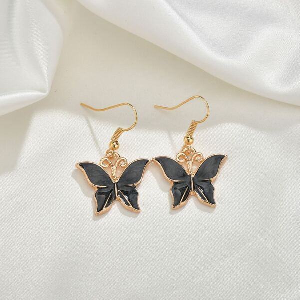 

Butterfly Decor Drop Earrings, Black
