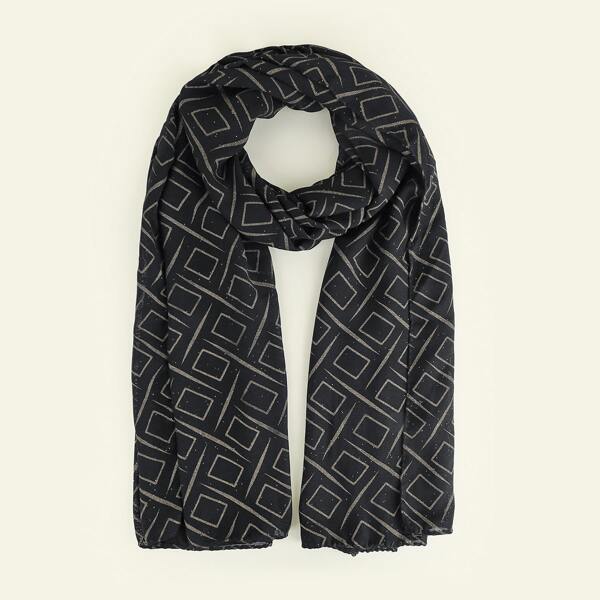 

Geo Print Scarf, Black