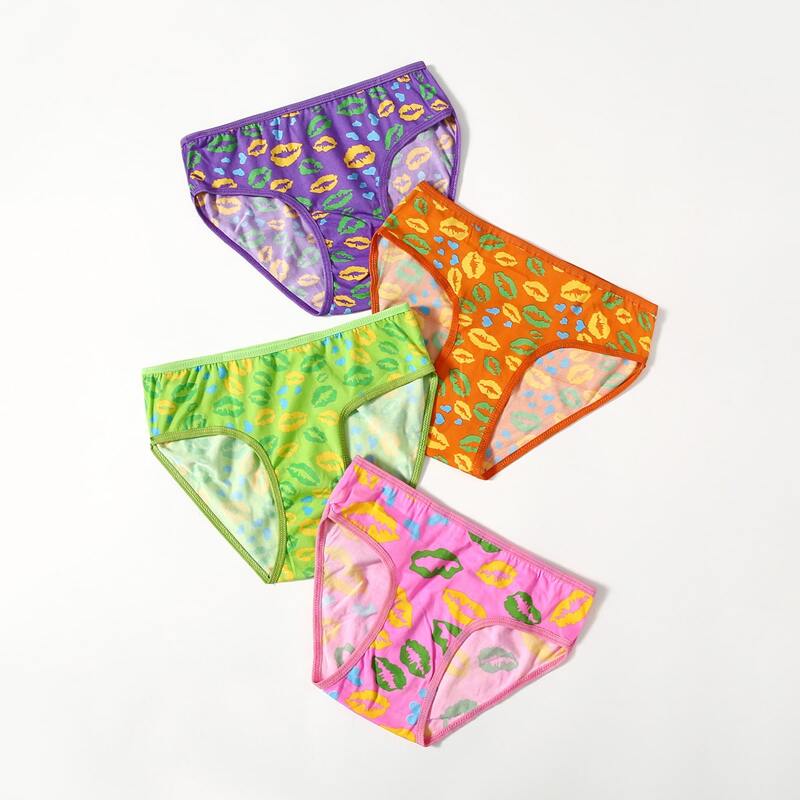 

4pack Lip Pattern Panty Set, Multicolor