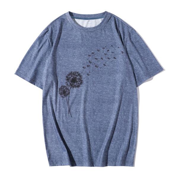 

Men Dandelion Print Tee, Dusty blue