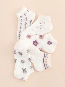 5雙印花船襪 - 彩色 - 查看 2