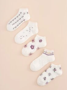 5雙印花船襪 - 彩色 - 查看 3