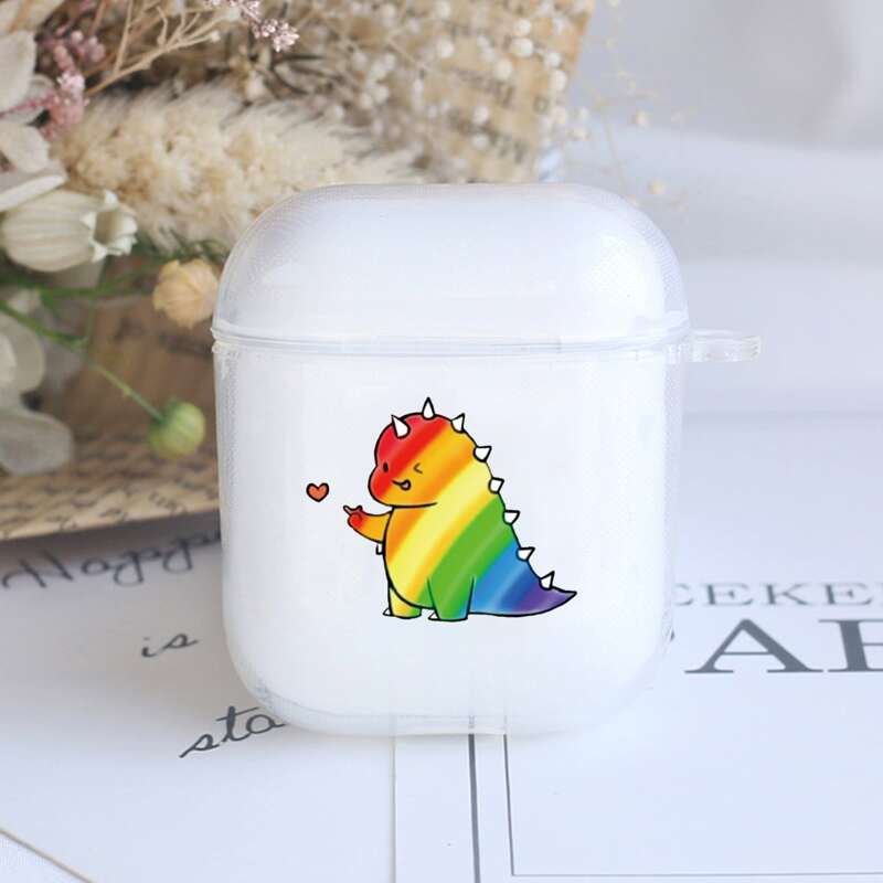 

Rainbow Dinosaur AirPods Case, White