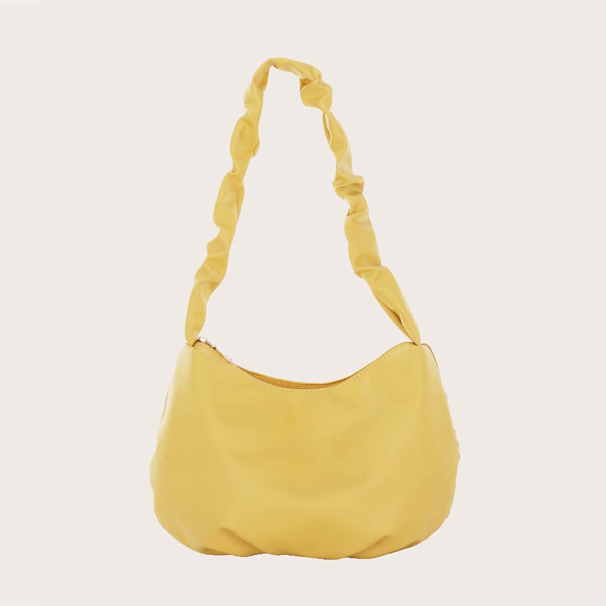 

Solid Ruched Baguette Bag, Yellow