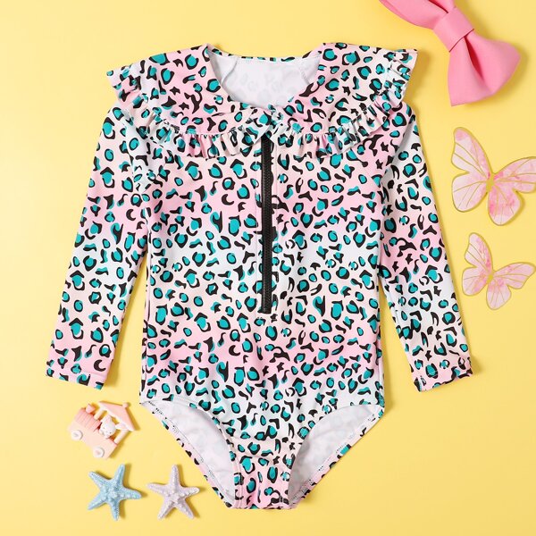 

Toddler Girls Leopard Zip Front One Piece Swimsuit, Multicolor