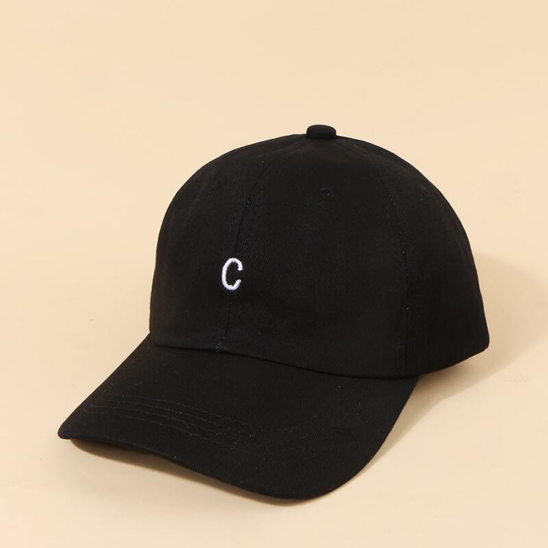 

Letter Embroidery Baseball Cap, Black
