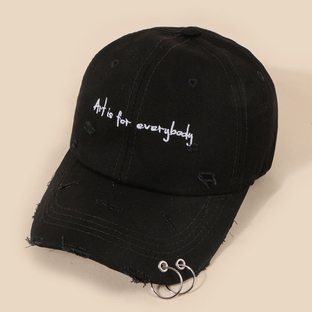 

Slogan Embroidery Baseball Cap, Black