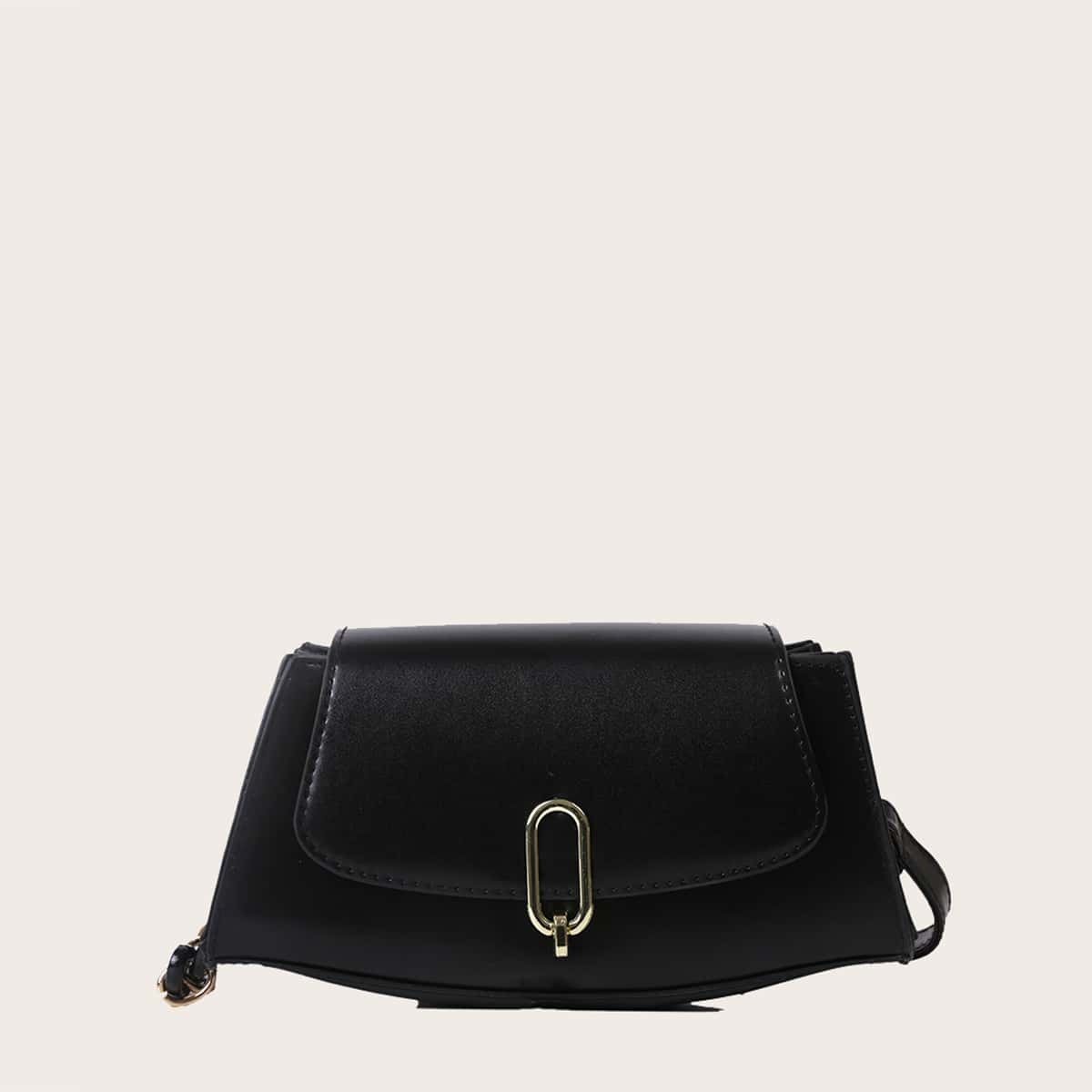 

Solid Long Crossbody Bag, Black