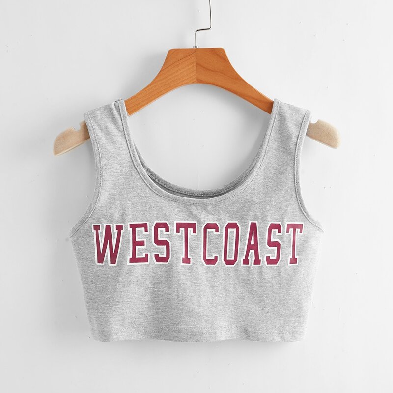 

Letter Crop Tank Top, Light grey