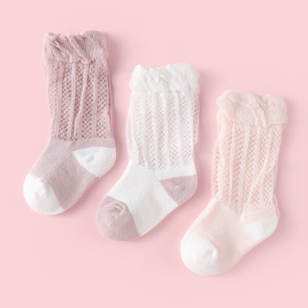 

3pairs Baby Color Block Socks, Multicolor