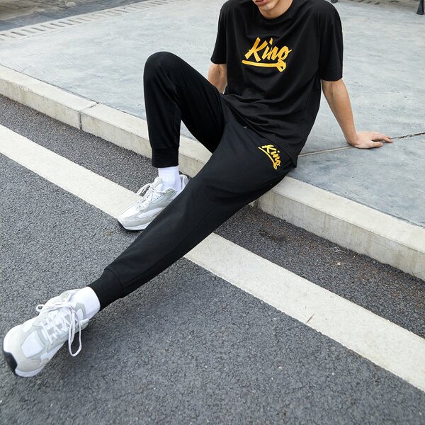 

Men Letter Graphic Drop Shoulder Tee & Joggers Set, Black