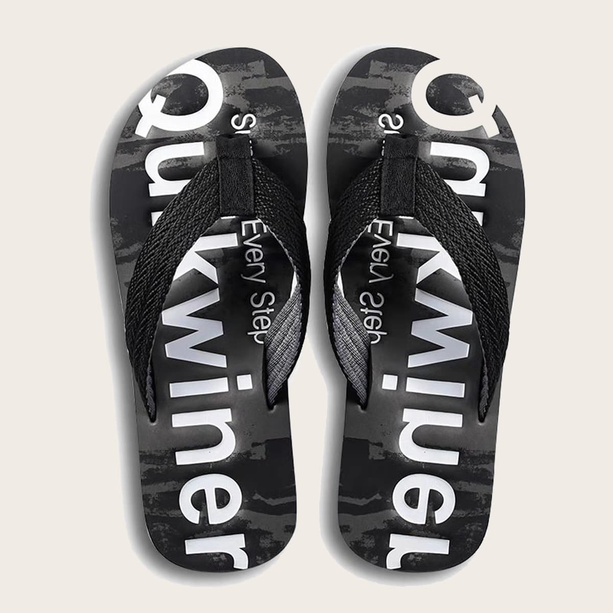 

Guys Letter Graphic Flip Flops, Black