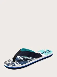 Dép tông nam họa tiết chữ cái - Màu xanh lam - Xem 2