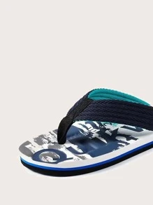 Dép tông nam họa tiết chữ cái - Màu xanh lam - Xem 3
