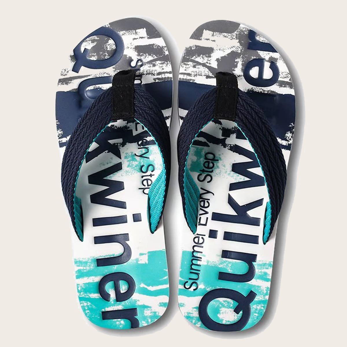 

Guys Letter Graphic Flip Flops, Blue