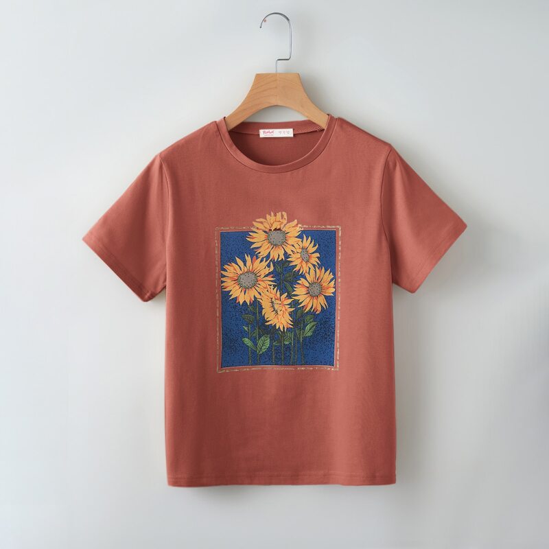 

Sunflower Print Tee, Redwood