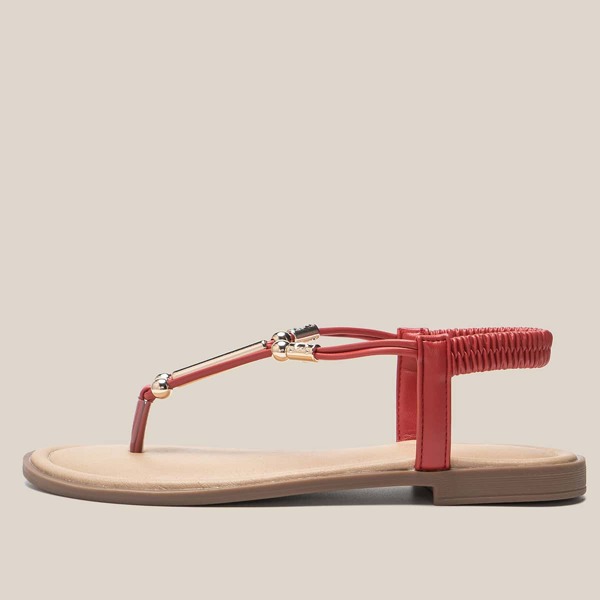 

Metal Decor Thong Sandals, Red