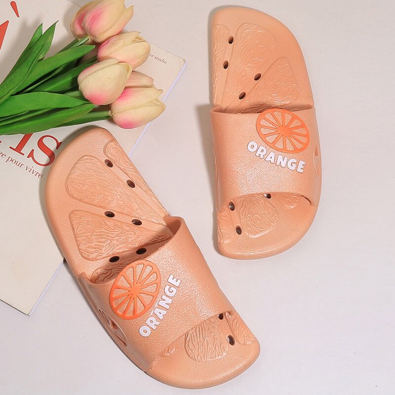 

Fruit Decor Open Toe Slides, Pink