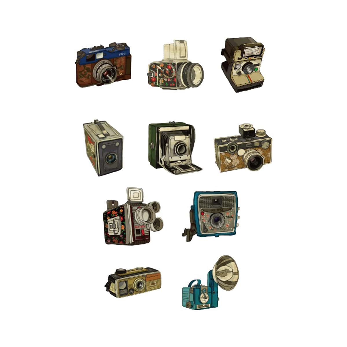 

10pcs Retro Camera Pattern Sticker, Multicolor