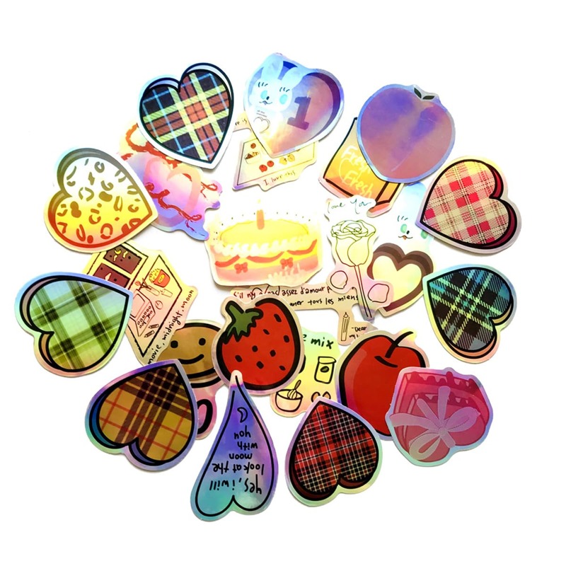 

23pcs Heart & Fruit Pattern Sticker, Multicolor
