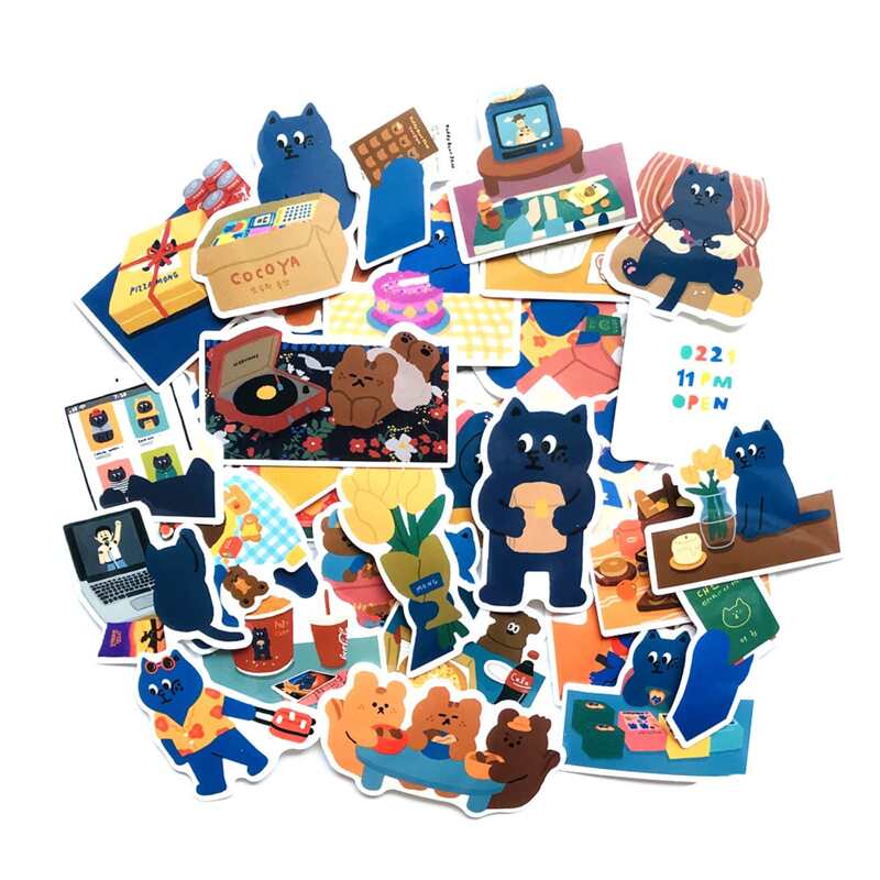 

35pcs Cartoon Cat Sticker, Multicolor