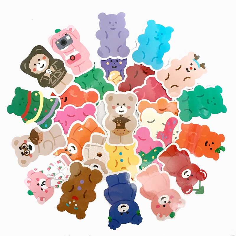

27pcs Cartoon Bear Sticker, Multicolor